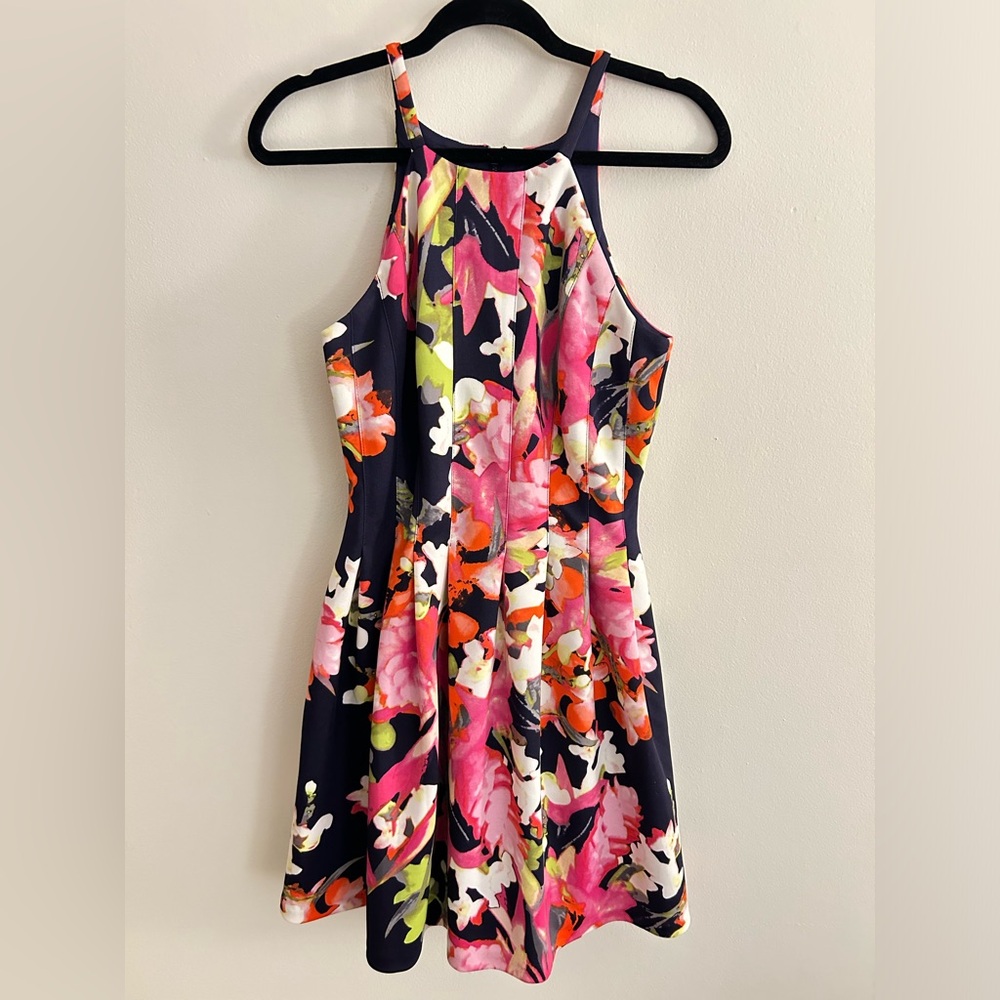 Floral High Neck Cocktail Dress